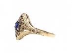 Vintage sapphire and 14kt yellow gold openwork ring