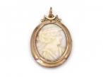 Vintage hardstone cameo and open locket pendant in 9kt gold