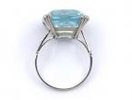 Vintage aquamarine solitaire cocktail ring with diamond shoulders