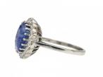 10ct Ceylon sapphire and diamond oval cluster ring in platinum