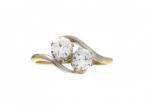 Antique Diamond Toi et Moi Two Stone Twist Ring in 18kt Yellow Gold