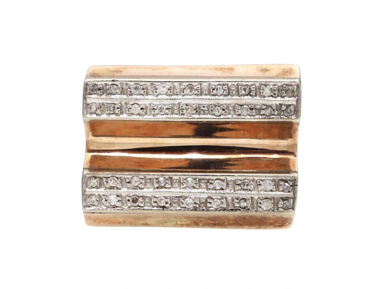 Retro 12kt rose gold and diamond chunky knuckle ring