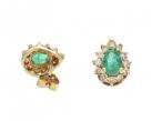 Vintage pear shape emerald and diamond stud earrings