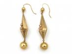 Victorian seed pearl hollow kite and sphere pendant earrings