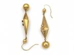 Victorian seed pearl hollow kite and sphere pendant earrings