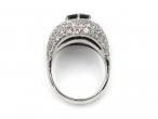Retro 18kt white gold sapphire and diamond bombé ring