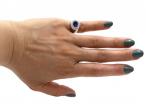 Vintage Ceylon sapphire and diamond oval cluster ring in 18kt white gold