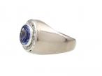 Vintage Ceylon sapphire and diamond oval cluster ring in 18kt white gold
