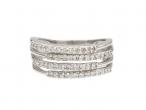 Contemporary four row diamond ring in 18kt white gold