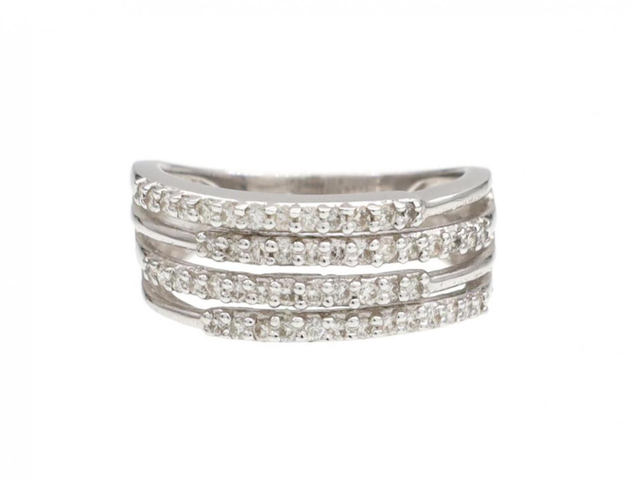 Contemporary four row diamond ring in 18kt white gold