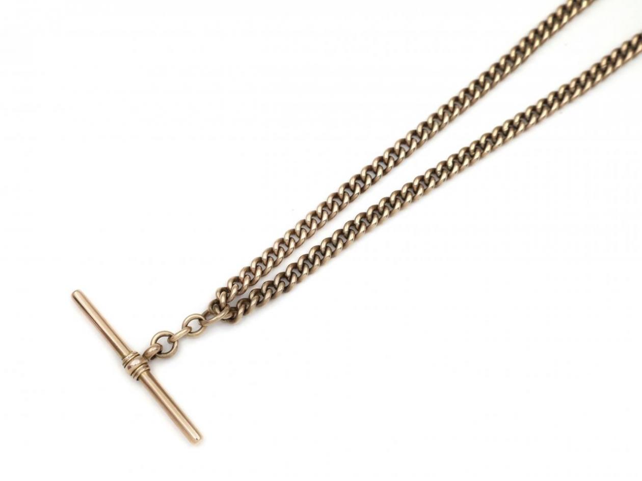 Antique solid Albert chain with T-bar in 9kt rose gold