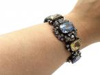 Antique French natural Ceylon blue and yellow sapphire and diamond bracelet