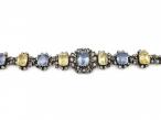 Antique French natural Ceylon blue and yellow sapphire and diamond bracelet