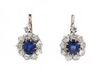 Antique sapphire and diamond coronet cluster drop earrings