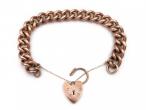 Antique solid 9kt rose gold curb bracelet with heart lock
