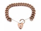 Antique Solid 9kt Rose Gold Curb Bracelet With Heart Lock