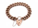 Antique Solid 9kt Rose Gold Curb Bracelet With Heart Lock