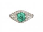 1920s sugarloaf emerald and diamond bombe cluster ring