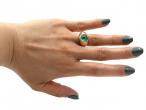 French 1940s Colombian Emerald Cabochon Bombé Ring in 18kt Yellow Gold
