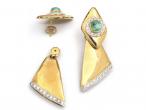 1940s Day/Night Emerald & Diamond Earrings in 18kt Yellow Gold