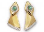 1940s day/night emerald and diamond earrings in 18kt yellow gold