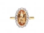 Vintage imperial topaz and diamond elongated oval cluster ring