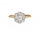 Edwardian diamond floral cluster ring in 18kt yellow gold