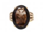 Vintage oval smokey quartz cocktail ring in 9kt yellow gold