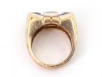 1940s French three stone diamond tank ring in 18kt yellow gold
