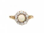 Edwardian BB & Co. opal and diamond coronet cluster ring