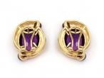 1980s Amethyst & Garnet Bypass Earrings in 14kt Yellow Gold