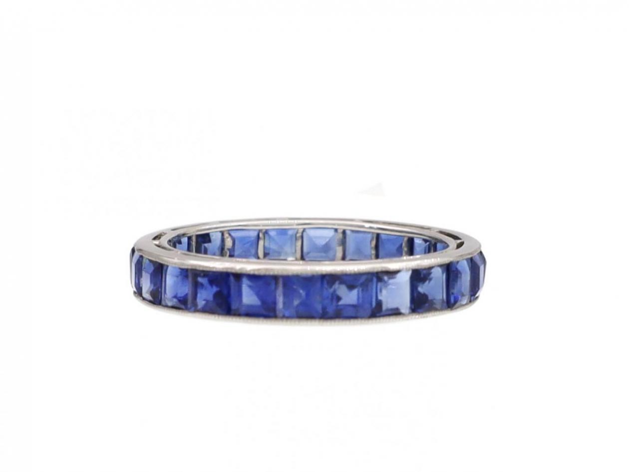Vintage Square Sapphire Full Eternity Ring in 18kt White Gold