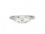 Contemporary diamond three stone ring in platinum