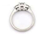 Contemporary diamond three stone ring in platinum