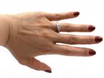 Contemporary diamond three stone ring in platinum
