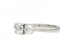 Contemporary diamond three stone ring in platinum