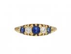 Antique sapphire and diamond five stone carved ring