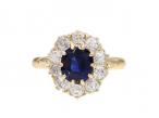 Edwardian sapphire and diamond coronet cluster ring in 18kt yellow gold