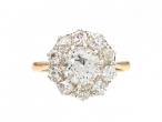 Antique diamond coronet cluster ring in platinum and 18kt yellow gold