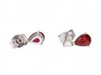 Vintage pear ruby and diamond drop earrings in 18kt white gold