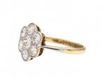 Edwardian diamond daisy cluster ring in platinum and 18kt yellow gold