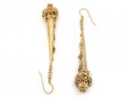 Early Victorian pinchbeck floral and foliate long drop earrings