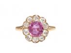 Antique 1.20ct fancy pink sapphire and diamond cluster ring
