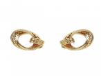 Retro open oval and granulation earrings in yellow gold