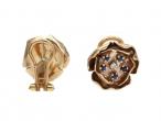 Retro Pansy Diamond & Sapphire Cluster Earrings in 9kt Yellow Gold