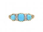 Antique turquoise three stone ring in 18kt yellow gold