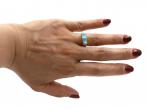 Antique turquoise three stone ring in 18kt yellow gold