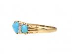 Antique turquoise three stone ring in 18kt yellow gold