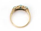 Antique turquoise three stone ring in 18kt yellow gold