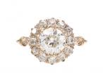 Antique Old European cut diamond coronet cluster ring in gold